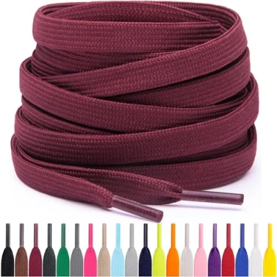 Afbeelding van Miscly Lacets Plats Pour Baskets, Plusieurs Longueurs et Couleurs Disponibles (Bordeaux, 137 cm)