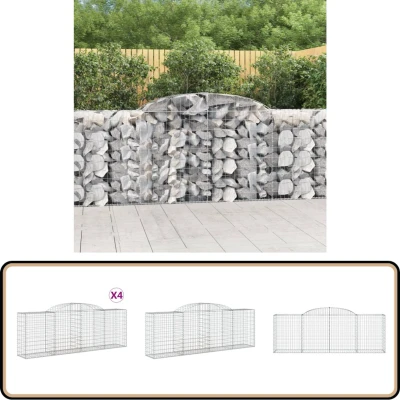 Afbeelding van VidaXL Schanskorven 4 st gewelfd 300x50x100/120 cm ijzer