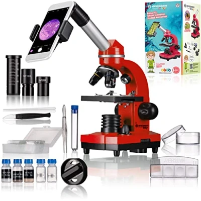 Image de Microscope Étudiant Biolux Sel Grossissement 40X 1600X Kit D&#039;Expérimentation Rouge