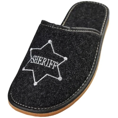 Afbeelding van APREGGIO Herenpantoffels vilten pantoffels voor heren winterpantoffels heren, donkerzwart.