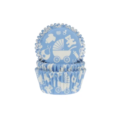 Afbeelding van Cupcake Cups HoM Geboorte Blauw 50x33mm. 50st.