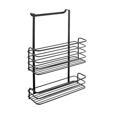 Afbeelding van Metaltex Dubbele hangmand Galileo Mat zwart 26x12x36cm Ophangen zonder boren Keukenkastdeur van maximaal 2cm