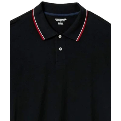 Image de Amazon Essentials Polo en coton piqué à coupe classique (grandes tailles disponibles) Men&#039;s, Noir Rouge, XXL