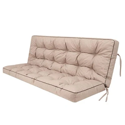 Afbeelding van Bankkussen, tuinbankkussen, schommelkussen, vloerkussen voor schommelbank, binnen en buiten, 120 cm, beige