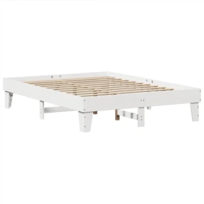 Afbeelding van vidaXL Bedframe zonder matras massief grenenhout wit 150x200 cm
