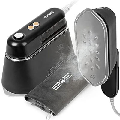Afbeelding van Duronic HS90 Draagbare reisstrijkijzer, horizontaal en verticaal gebruik, 2 stoomfuncties, intrekbare handgreep, compact licht voor onderweg, tas, basis kan