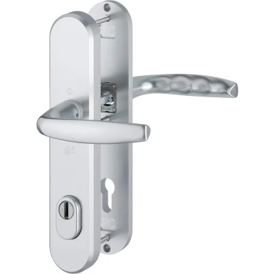 Afbeelding van Hoppe Atlanta veiligheidsbeslag kruk/kruk aluminium F1 PC92 met kerntrekbeveiliging (afgerond) SKG***