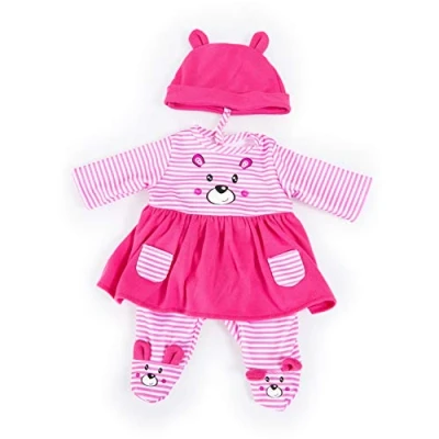 Afbeelding van Bayer Design 84687AA kleding voor poppen, jurken, broeken en pet, set, outfit met schattige beermotief