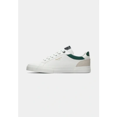 Afbeelding van Pepe Jeans Kenton Court Sneakers laag, Heren, Maat: 41, Ivory/green Leer en imitatieleer
