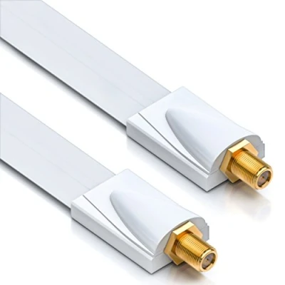 Afbeelding van deleyCON Raamdoorvoer SAT Kabel 17cm Flexibele 26cm Lange Koppeling Ramen &amp; Deuren Vergulde Contactdozen Extreem Vlak Afgeschermde Wit