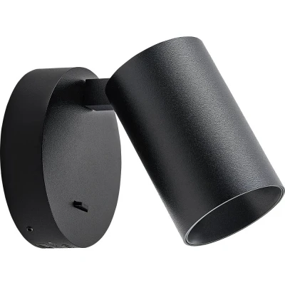 Afbeelding van CAN TILT wandspot, zwart, Ø 10 cm, metalen schakelaar USB