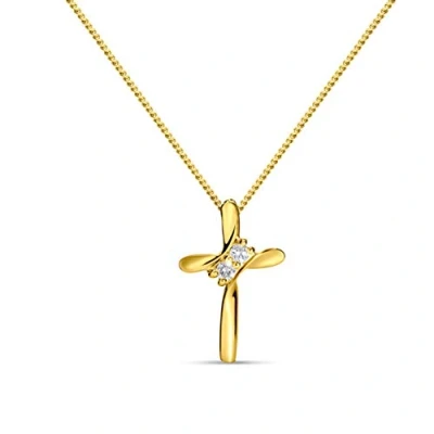 Afbeelding van Miore Geelgouden Kruis Diamant Ketting met Hanger Dames Conflictvrije Edelstenen 9 Karaat Geelgoud Handgemaakte Hoogwaardige Sieraden