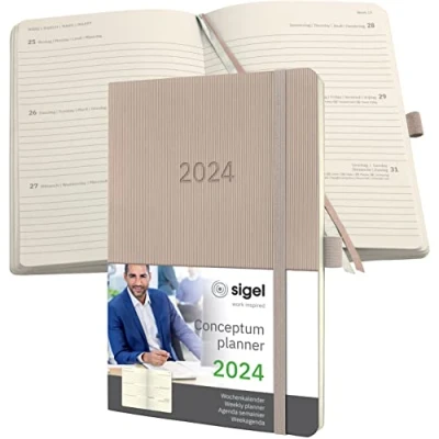 Afbeelding van Sigel agenda 2024 Conceptum A5 softcover 2 pagina&#039;s / 1 week taupe SI C2430