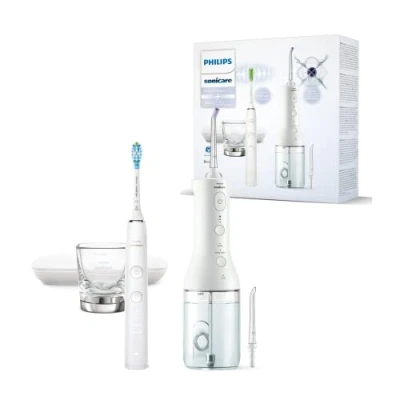 Afbeelding van Philips Sonicare 9000 Diamond Clean Wit (HX9911/27) + Power Flosser 3000 Monddouche (HX3806/31) Elektrische Tandenborstel en Flosapparaat