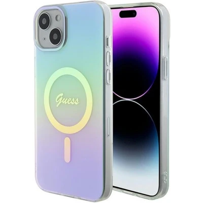 Afbeelding van Guess Iridescent Back Case (MagSafe Compatible) Apple iPhone 15 Plus (6.7&quot;) Turquoise