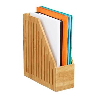 Afbeelding van Relaxdays tijdschriftenhouder bamboe A4 tijdschriftcassette tijdschrifthouder hout