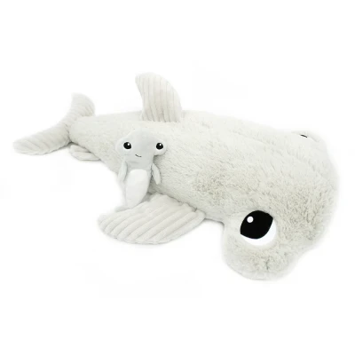 Afbeelding van Les déglingos Ptipotos Pluche Knuffel Clou De Hamerhaai Moeder En Haar Baby Grijs