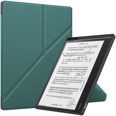 Afbeelding van imoshion Ereader Cover / Hoesje Geschikt voor Kobo Elipsa 2E Origami Bookcase e reader Donkergroen
