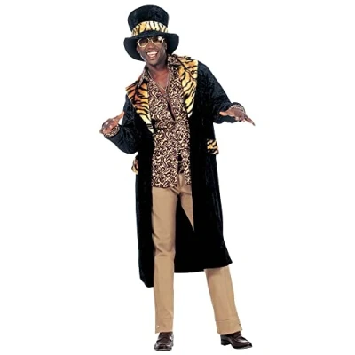Afbeelding van Widmann Pooier Kostuum Big Daddy, Fluweel King Of Pimps Man Zwart XL Carnavalskleding Verkleedkleding