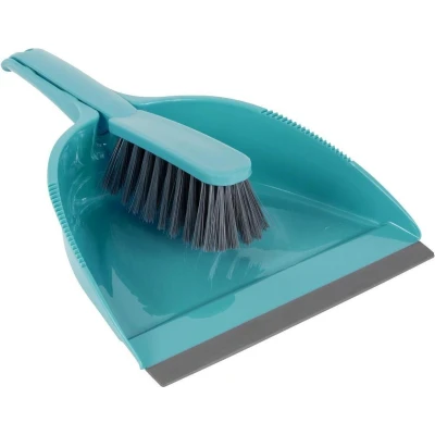 Afbeelding van Stofblikset kunststof turquoise met rubberen lip 23x21 cm