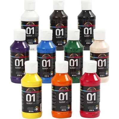 Afbeelding van A color acrylverf Assortiment, kleuren assorti, 01 glossy, 10x100 ml