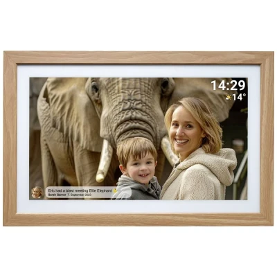Afbeelding van Denver Digitale Fotolijst 21.5 inch XXL Hout Full HD Frameo App Fotokader WiFi 32GB IPS Touchscreen PFF2162LW