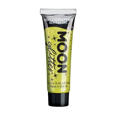 Afbeelding van Moon glitter Holografische gezichts en lichaamsgel 12 ml geel gezicht