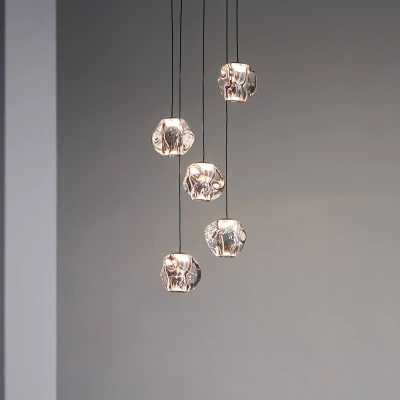 Afbeelding van LOOM DESIGN Hanglamp Ice Ball, chroom/helder, 5 lamps