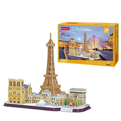 Afbeelding van 3D puzzel Paris Cityline: voor kinderen vanaf 8 jaar volwassenen eenvoudig te monteren 157 stukjes