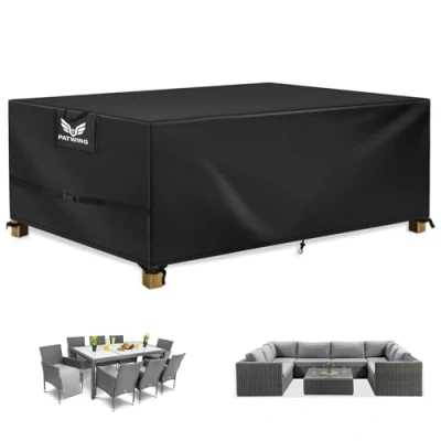 Afbeelding van PATWING beschermhoes voor tuinmeubelen, tuintafel met touw en gesp, vergrendeling, hoezen tuinmeubelen (180 x 120 74 cm, ventilatiestijl)