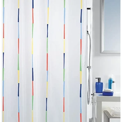 Afbeelding van Spirella Dario Douchegordijn, schimmelwerend, antibacterieel, wasbaar, waterdicht, polyester, 180 x 200 cm, veelkleurig/wit