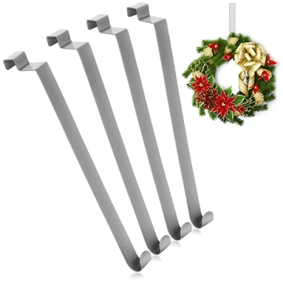 Afbeelding van COM FOUR® 4 x deurhaken van roestvrij staal 26 cm haken voor deurkransen en decoratie kleerhanger woningdeuren binnenpagina&#039;s kledinghaken om op te hangen