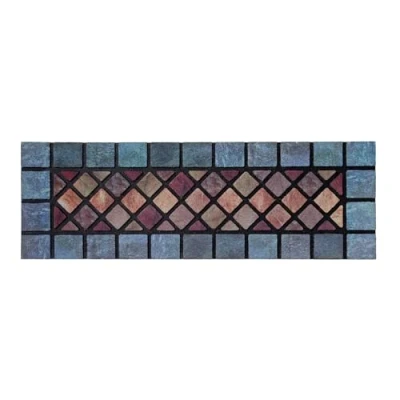 Afbeelding van Nicoman Deurmat, elegant, milieuvriendelijk, antislip, voor binnen en buiten, smal (75 x 25 cm), blauwe rand