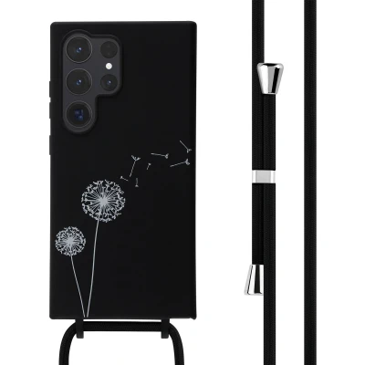 Afbeelding van iMoshion hoesje Geschikt voor Samsung Galaxy S24 Ultra met koord Siliconen design Zwart / Dandelion Black