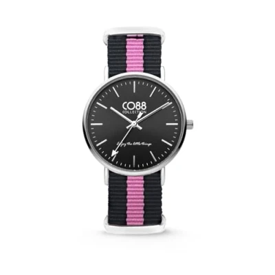 Afbeelding van CO88 Collection 8CW 10034 Horloge nato nylon zwart/roze 36 mm