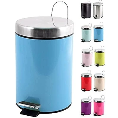 Afbeelding van MSV Prullenbak/pedaalemmer metaal pastel blauw 3 liter 17 x 25 cm Badkamer/toilet