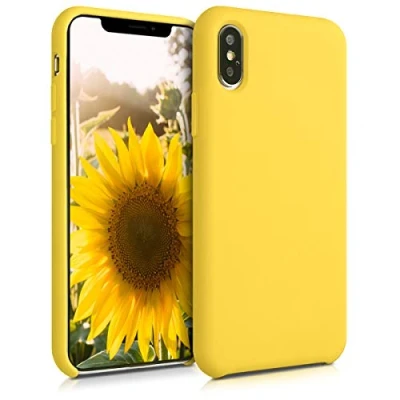 Afbeelding van kwmobile telefoonhoesje geschikt voor Apple iPhone XS Max Hoesje met siliconen coating Smartphone case in stralend geel