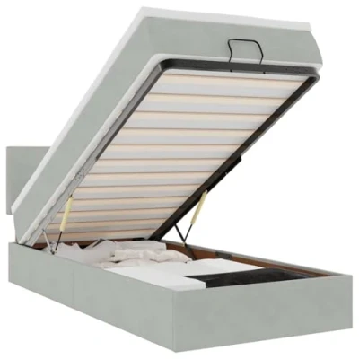Afbeelding van vidaXL Bedframe met matras 80x200cm fluweel lichtgrijs