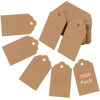 Afbeelding van Belle Vous Bruin Kraftpapier Cadeau Labels (1000 Stuks) 4,5 x 2,5 cm Rechthoekige Beschrijfbare Hangende Etiketten voor Cadeaus, Doe het zelf Handwerk, Kerst, Bruiloft, Verjaardagen en Merchandise