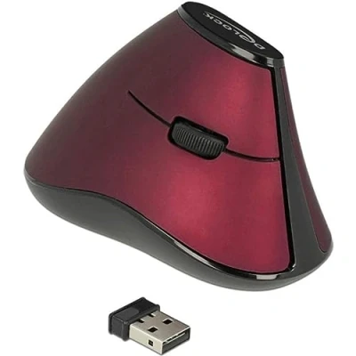 Afbeelding van DeLOCK ergonomische draadloze USB muis met 5 knoppen 1000 DPI / zwart/rood