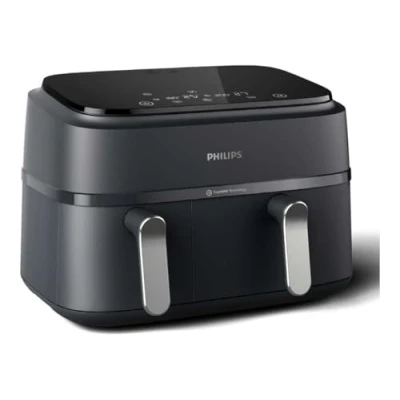 Afbeelding van Philips 3000 Series Dual Airfryer NA351/00 Dubbele Mand 9L Tot 6 Personen Zwart/Zilver