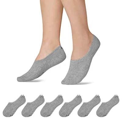 Afbeelding van Snocks Onzichtbare Sokken Dames Heren (6 Pack) Sneakersokken, 6x Grijs, 39 42 EU