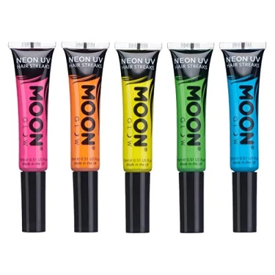 Afbeelding van Moon Glow 5 stuks neon UV haarmaskers mascara voor haar tijdelijke haarverf heldere neonkleur, gloeit onder verlichting