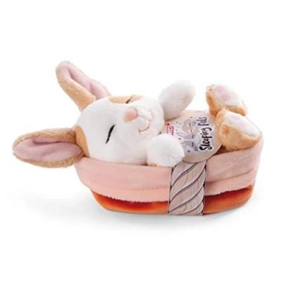 Afbeelding van NICI 48707 Knuffel karamel konijn met stippen, 12 cm, zacht pluche dier in mand om te knuffelen en spelen, voor kinderen volwassenen, geweldig cadeau idee