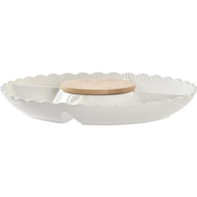 Afbeelding van Snackdienblad DKD Home Decor 25,5 x 3 cm Natuurlijk Porselein Wit