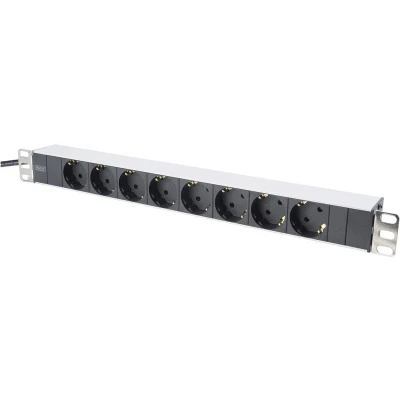 Afbeelding van Digitus DN 95401 19 inch Stekkerdoos voor patchkast 1 HE Geaarde contactdoos Incl. 2 metalen houders Zwart