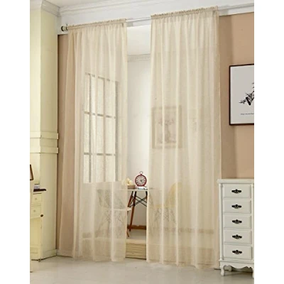 Afbeelding van Set van 2 gordijnen transparant met lint 140x225cm