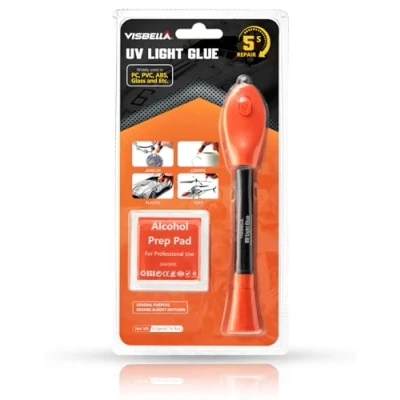 Afbeelding van Visbella uv lijmset met lamp, reparatiesysteem uithardende lijm voor glas, metaal, hout, leer en kunststof, het binden, fixeren, modelleren, repareren (4 g)