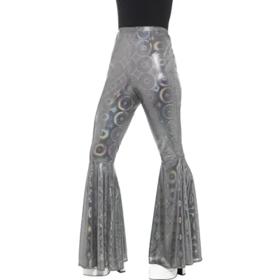 Afbeelding van Smiffy&#039;s Jaren 80 &amp; 90 Kostuum Lekkere Wijde Pijpen Broek Disco Dot Vrouw Zilver Small / Medium Carnavalskleding Verkleedkleding