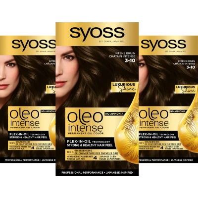 Afbeelding van 3x Syoss Oleo Intense Haarverf 3 10 Intens Bruin